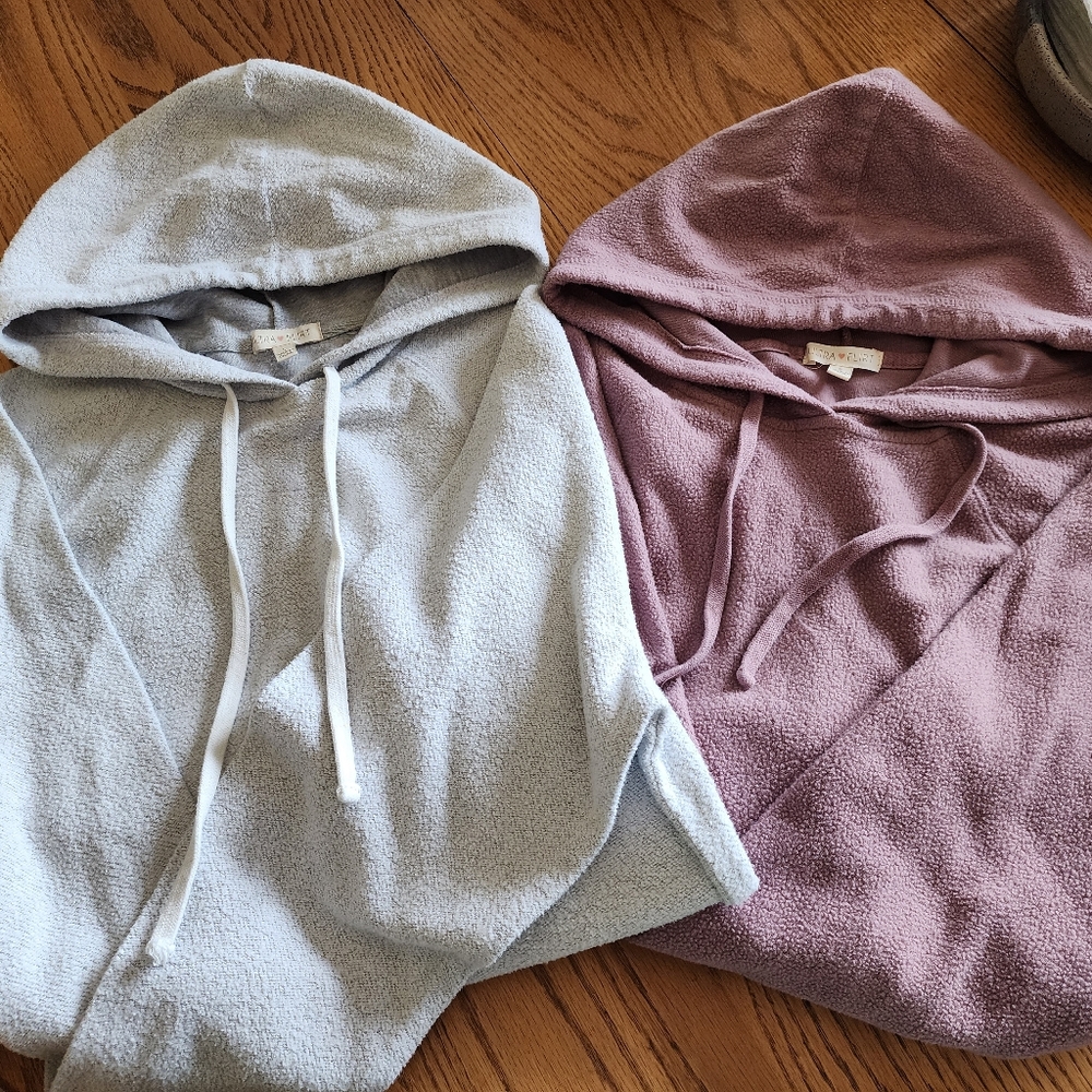 2 lightweight cropped hoodies. Adult small. Never worn